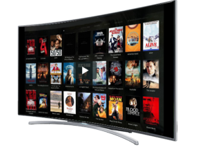 An image of a healthcare tv displaying different movies and tv shows